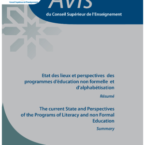Avis n°3/2009 du Conseil Supérieur de l’Enseignement relatif à « l’Etat des lieux et aux perspectives des programmes d’éducation non formelle et d’alphabétisation »